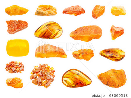 set of various polished Amber gemstonse isolated set of various polished Amber gemstonse isolated 63069518