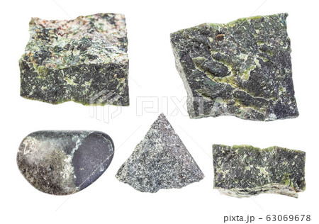 set of various Dunite (Olivinite) rock isolated set of various Dunite (Olivinite) rock isolated 63069678