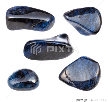 set of various Dumortierite gemstones isolated 63069679