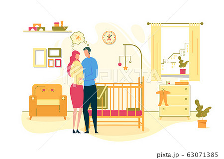Couple Waiting for Baby Birth Flat Vector Concept Couple Waiting for Baby Birth Flat Vector Concept 63071385
