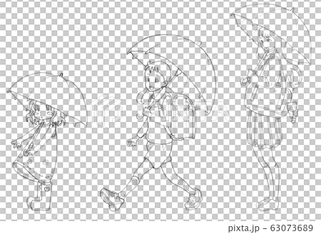 傘をさす園児、小学生、高校生(中学生) 傘をさす園児、小学生、高校生(中学生) 63073689