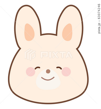 うさぎのイラスト 笑顔 線あり うさぎのイラスト 笑顔 線あり 63074246