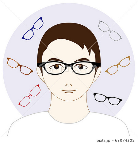 メガネをかけた男性のイラストのイラスト素材