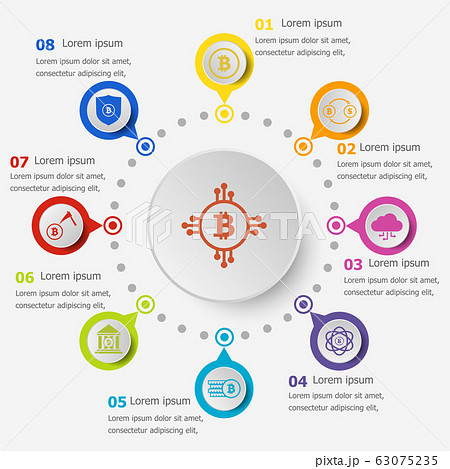 Infographic template with bitcoin icons Infographic template with bitcoin icons 63075235