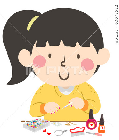 Kid Girl Nail Art Craft Illustration 63075522