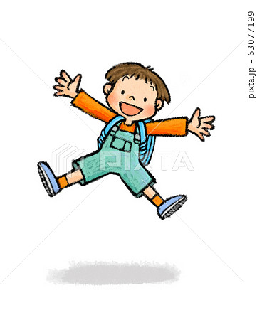 ジャンプする子供c 6 小学生 ランドセル ジェンダーフリー のイラスト素材