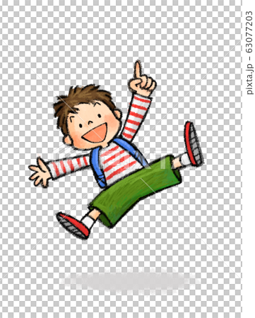 跳躍兒童C_1（小學生，書包，男孩） 63077203
