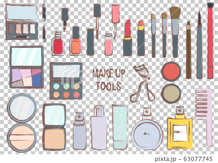 メイク道具　おしゃれ　セット　筆タッチ　イラスト 63077745