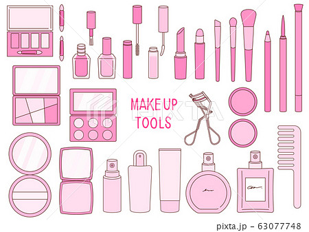 メイク道具 おしゃれ セット ピンク イラストのイラスト素材