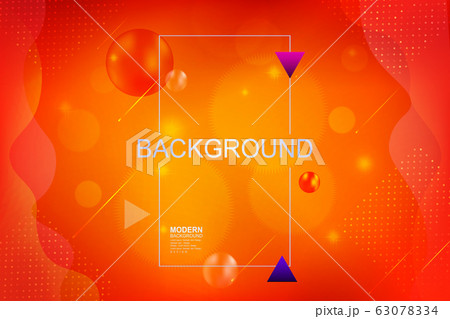 Abstract orange design with circles, balls and glitter, wavy curtains on the sides 63078334