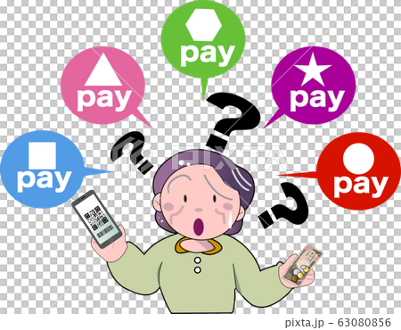 Old man suffering from electronic payment and cashless Old man suffering from electronic payment and cashless 63080856