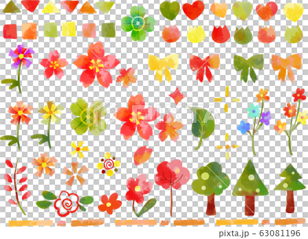 Vivid, watercolor style, spring, hand-painted, simple, icon, set Vivid, watercolor style, spring, hand-painted, simple, icon, set 63081196