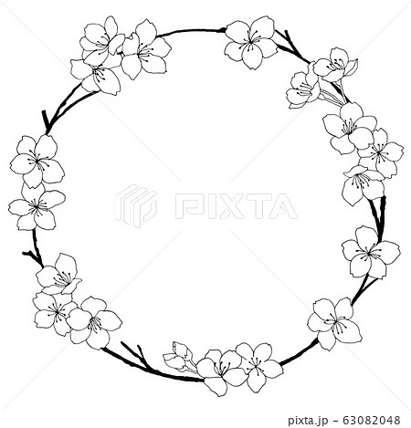 おしゃれな桜フレーム02 イラスト素材 背景素材のイラスト素材