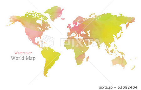 水彩風 世界地図 イラストのイラスト素材