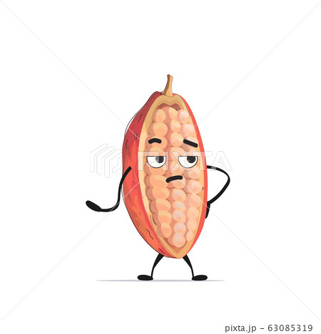 cute cocoa beans character tasty mascot fruit personage healthy food concept isolated 63085319