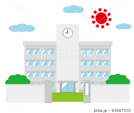 学校 校舎 中学校 小学校 高校 のイラスト素材