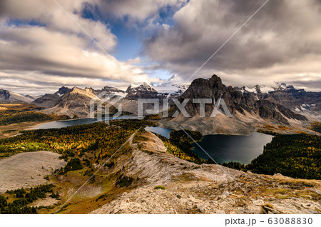 Mount Assiniboine with lake on Nublet peak in 63088830
