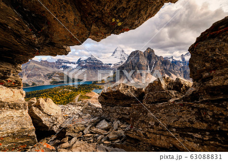 Frame of rocky with mount Assiniboine on Nublet Frame of rocky with mount Assiniboine on Nublet 63088831