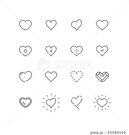 ハートのアイコンセット　アウトライン 63089349