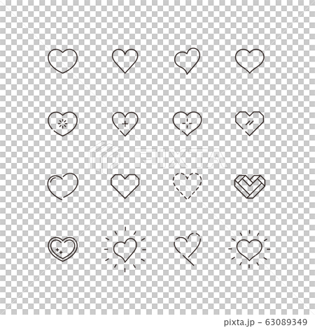 ハートのアイコンセット　アウトライン 63089349