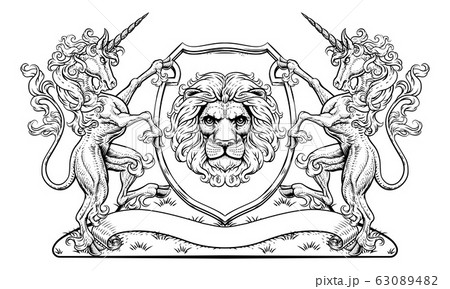 Crest Unicorn Horse Coat of Arms Lion Royal Shield 63089482
