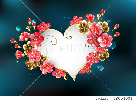 Heart with sakura flowers 63091001