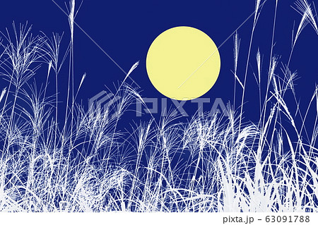秋のイメージ＿満月とススキ＿中秋の名月 63091788