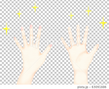 清潔な手の甲と手のひら　手洗い後の手のイラスト 63091886