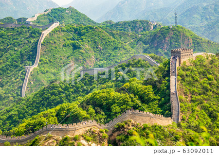 Panorama of Great Wall of China among the green Panorama of Great Wall of China among the green 63092011