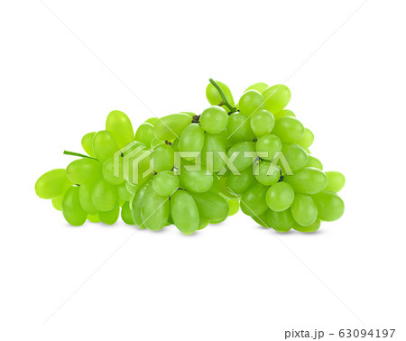 Fresh green grapes on white background Fresh green grapes on white background 63094197