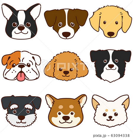 Various dog face sets with main line - Stock Illustration