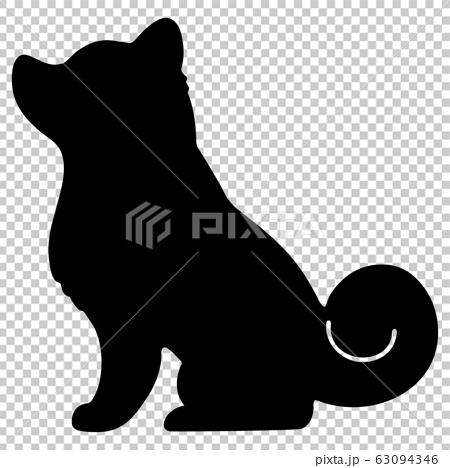Shiba Inu sitting side silhouette - Stock Illustration [63094346