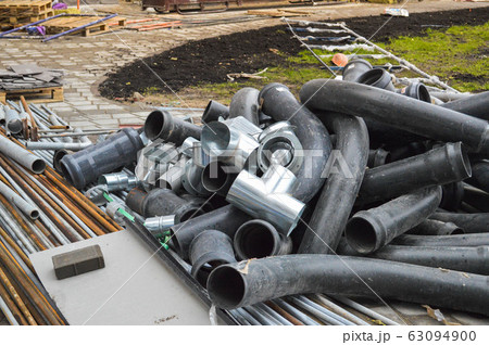 Large black plastic sewer plumbing pipes Large black plastic sewer plumbing pipes 63094900