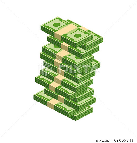 Huge packs of paper money. Bundle with cash bills. 63095243