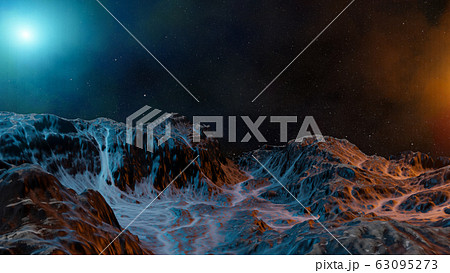 The surface of an abstract planet in a haze The surface of an abstract planet in a haze 63095273