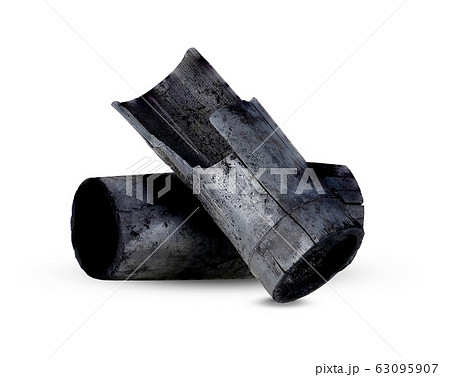 Piece of bamboo charcoal on white 63095907