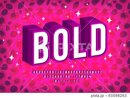 Bold 3d Font. Alphabet letters, numbers and symbols. Typography design vector 63098263