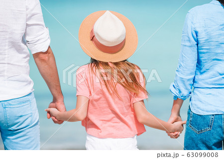 Beautiful tropical beach landscape with family enjoying summer vacation Beautiful tropical beach landscape with family enjoying summer vacation 63099008