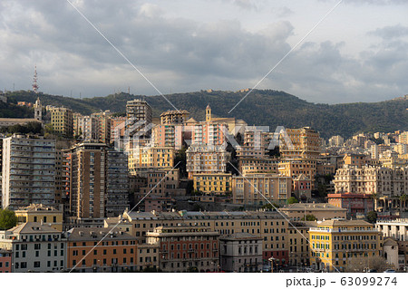 Architecture of the Old Port area of Genoa. View from the sea. Italy 63099274