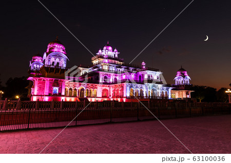Albert Hall museum in India, Jaipur, night illumination 63100036