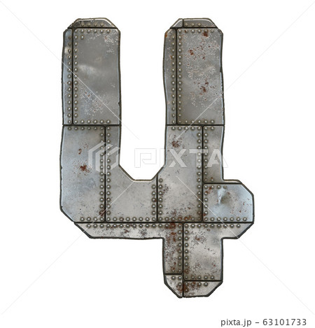 Industrial metal number 4 on white background 3d 63101733