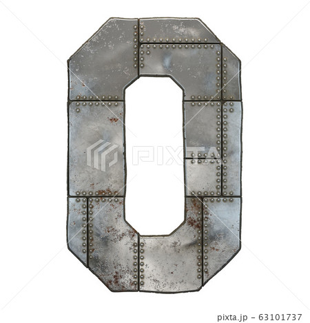 Industrial metal number 0 on white background 3d 63101737