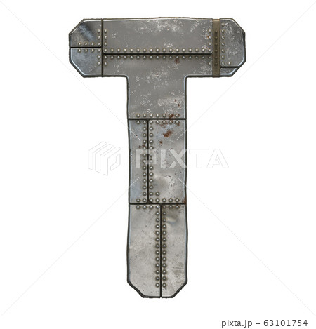 Industrial metal alphabet letter T isolated on white background 3d Industrial metal alphabet letter T isolated on white background 3d 63101754
