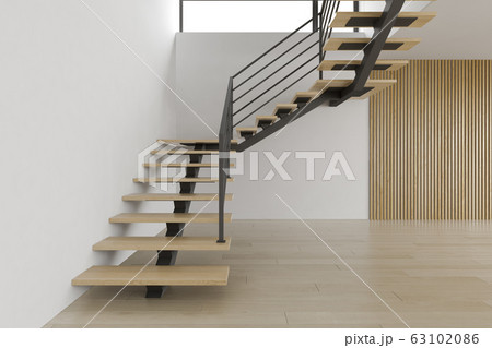 Interior empty room with stair 3D rendering 63102086