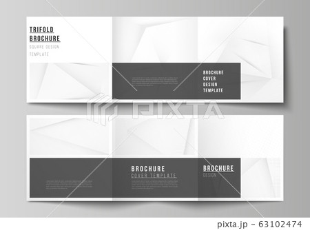 Vector layout of square cover design templates for trifold brochure, flyer, magazine, cover design, book design, brochure cover. Halftone effect decoration with dots. Dotted pop art pattern decoration 63102474