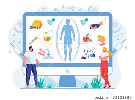 Healthy Lifestyle Habits Flat Vector Illustration Healthy Lifestyle Habits Flat Vector Illustration 63103380