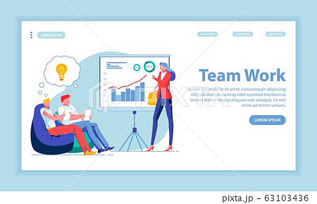 Team Work, Unity Flat Landing Page Vector Template 63103436