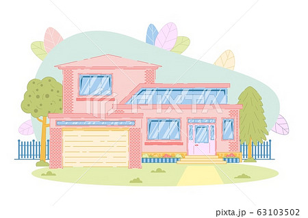 Suburban Cottage Family House with Garage Design Suburban Cottage Family House with Garage Design 63103502