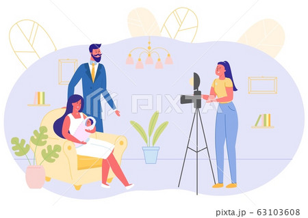 Young Girl Photographer Takes Picture for Family. 63103608