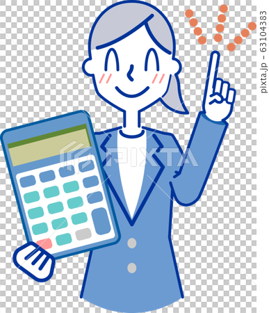一個女人用計算器解釋點的上半身 63104383